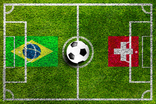 Brasilien gegen Schweiz Fu  ball Weltmeisterschaft 