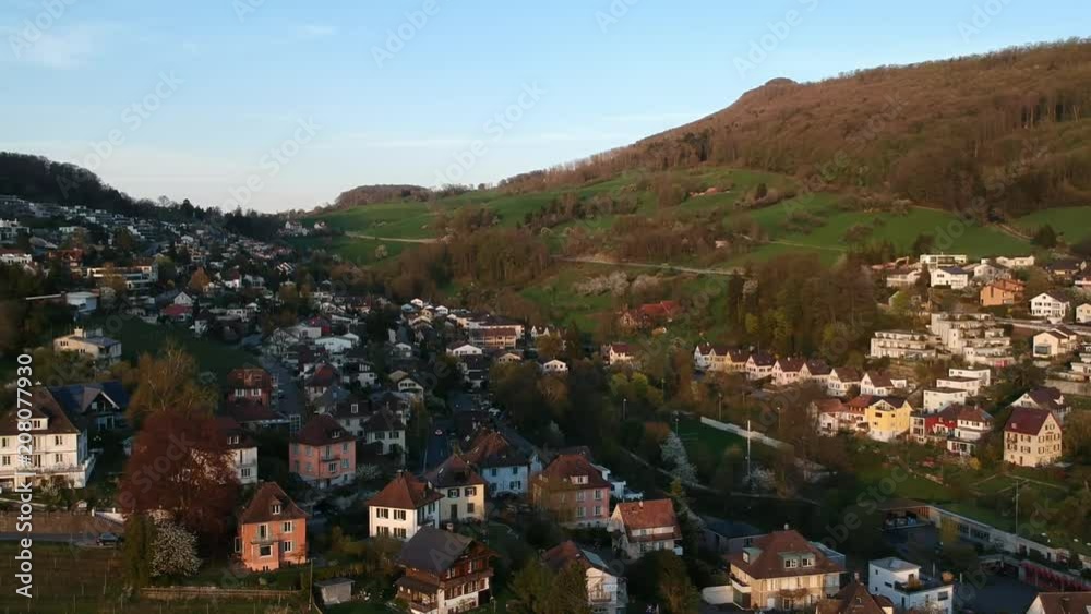 Sideflight of houses on the hill Sideflight of houses on the hill