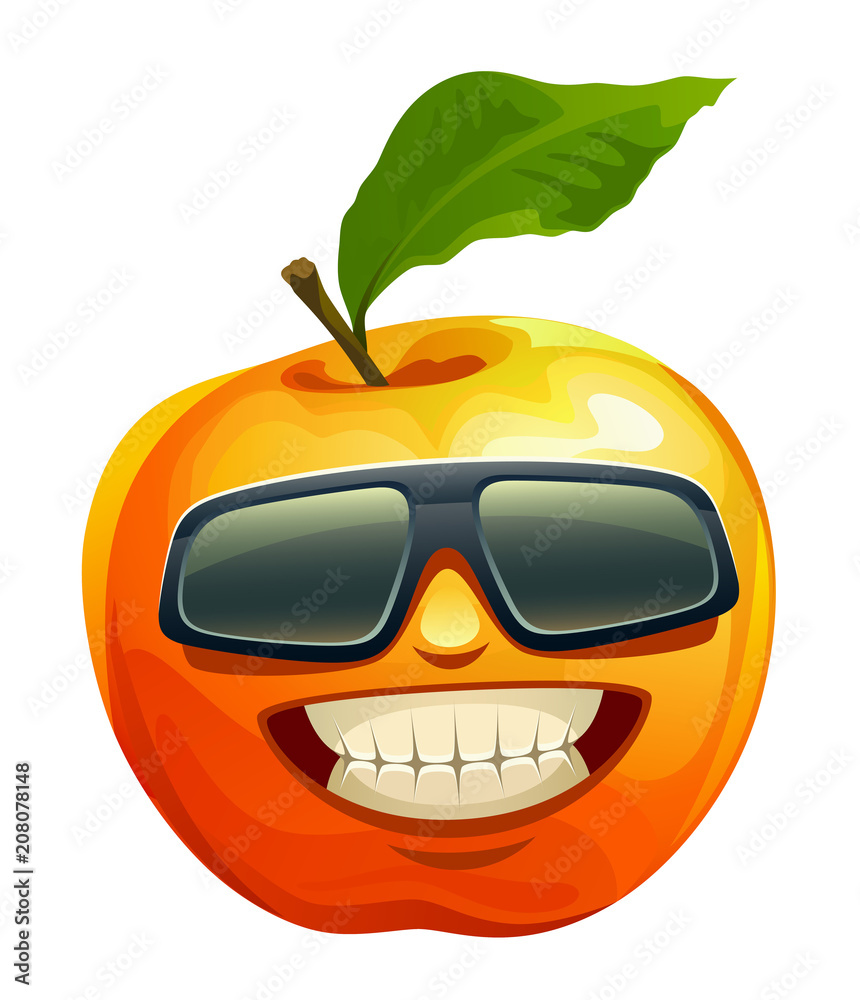 Funny apple on a white background Stock Vector | Adobe Stock
