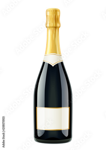 Champagne. Wine bottle. French traditional drink. Isolated white