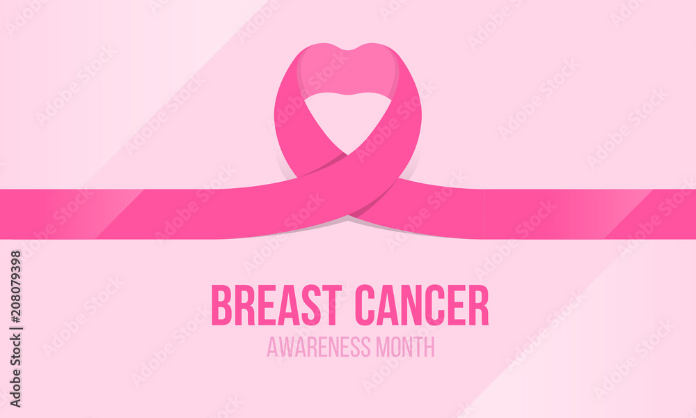 Breast cancer awareness banner with pink ribbon heart roll sign vectordesign Breast cancer awareness banner with pink ribbon heart roll sign vectordesign
