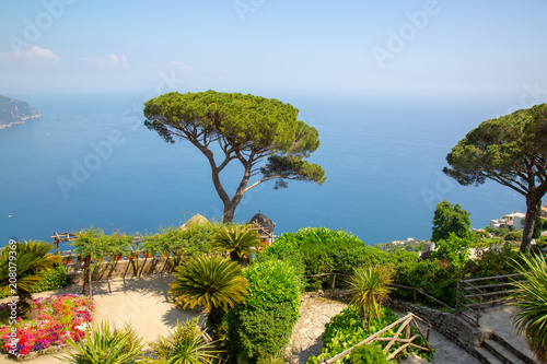 Ravello, Amalfi Coast, Italy. Villa and vista on the sea from a terrace
