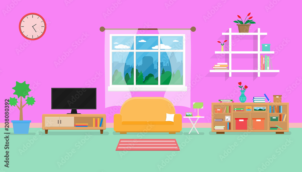 Interior living room modern cozy and luxury style with furniture in house.vector and illustration Interior living room modern cozy and luxury style with furniture in house.vector and illustration