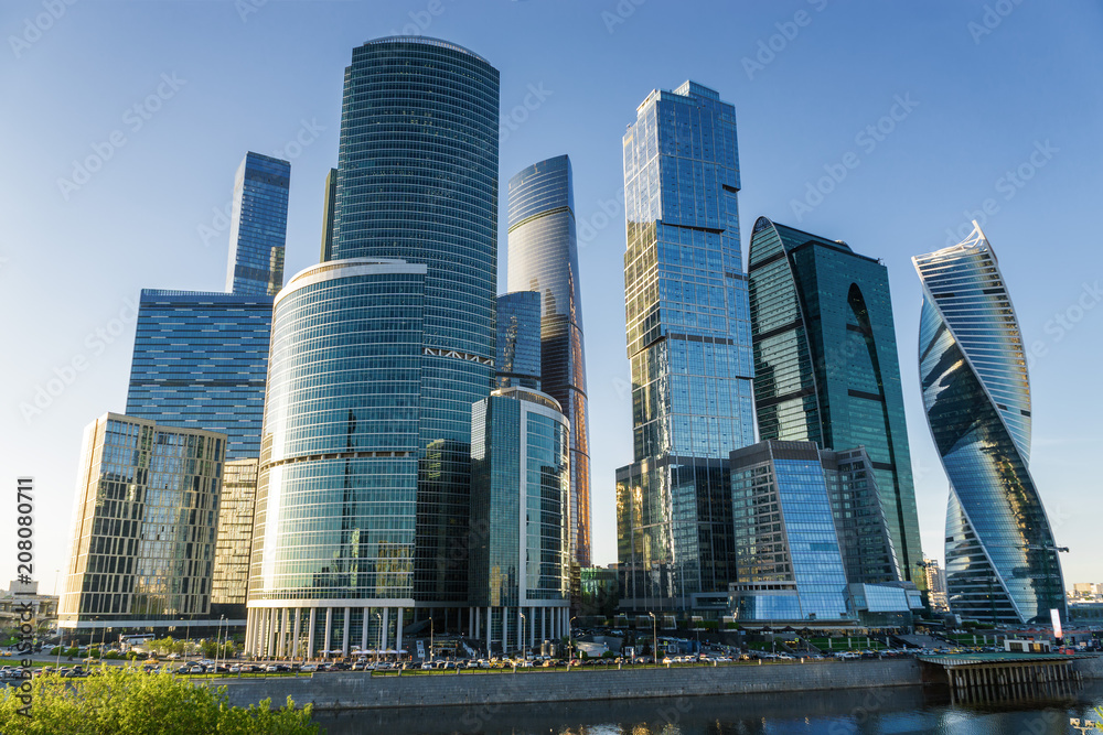 Sunset view of Moscow-City - International Business Center, Moscow , Russia.