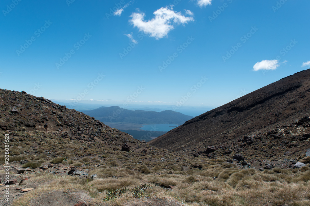 Lookout from Mount Tongariro NZ, Mountain Lake View