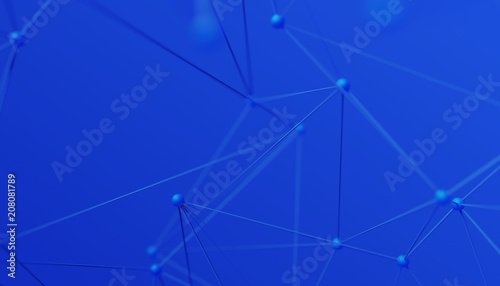 Abstract 3d rendering of network concept. Modern background. Futuristic shape with spheres and lines. Design for poster, cover, branding, banner, placard.