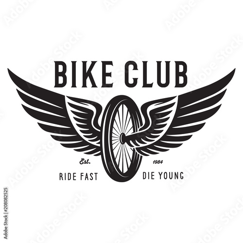 Vintage and modern bike logo badge and label. Cycle wheel isolated vector. Old style bicycle shop and club logotype.
