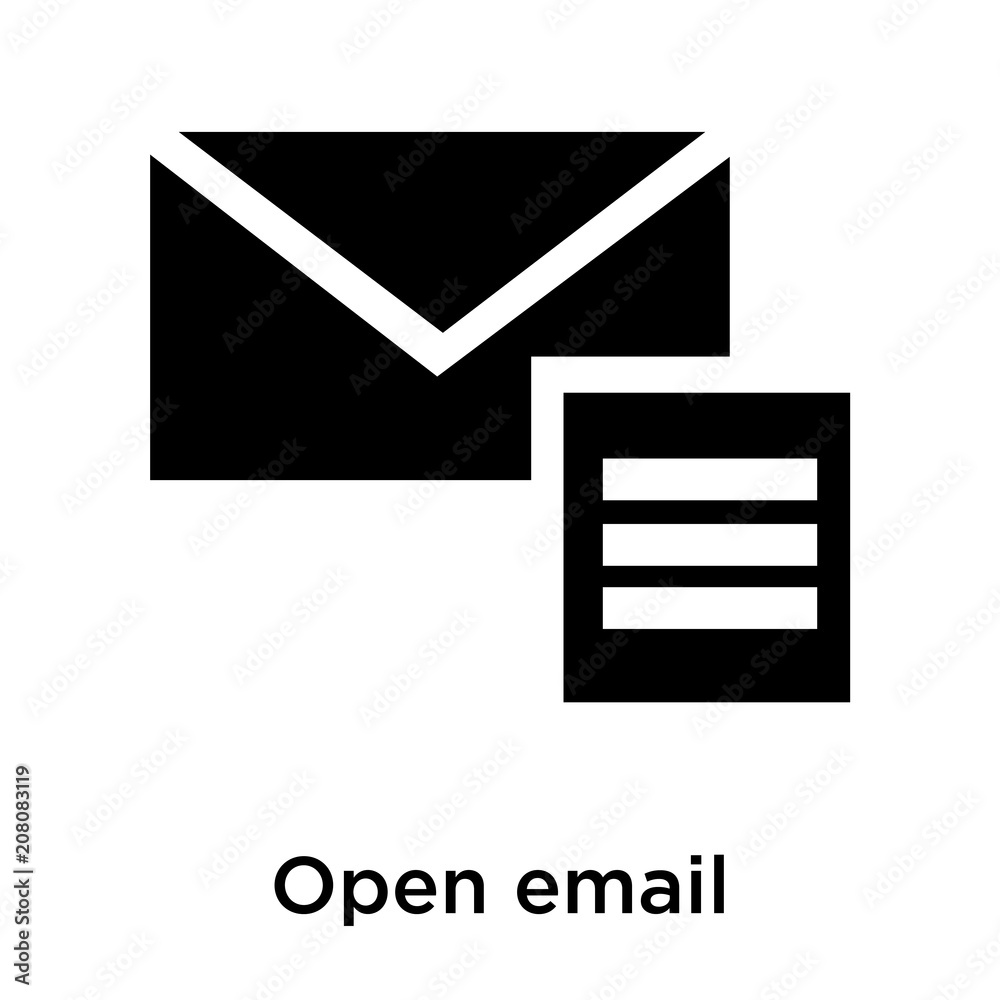 Open email icon vector sign and symbol isolated on white background, Open email logo concept Open email icon vector sign and symbol isolated on white background, Open email logo concept