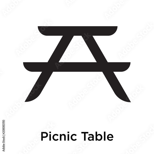 Picnic Table icon vector sign and symbol isolated on white background, Picnic Table logo concept