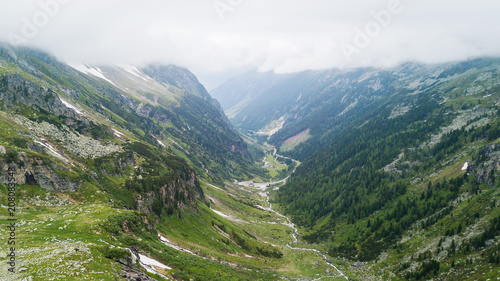 Aerial view of the canyon high in the Alpine mountains