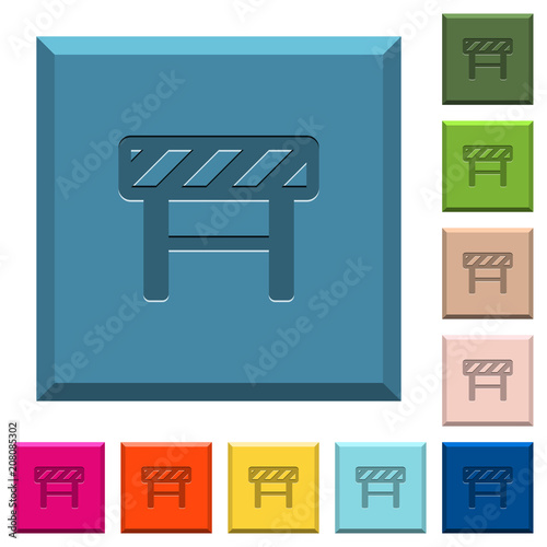 Construction barrier engraved icons on edged square buttons