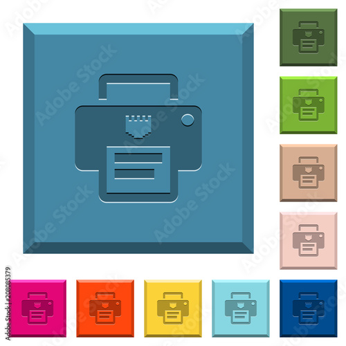 IP printer engraved icons on edged square buttons