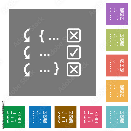 Debugging program square flat icons