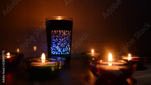 Beautifull candles changing light. Scanted candle. Celebration. Romance. photo