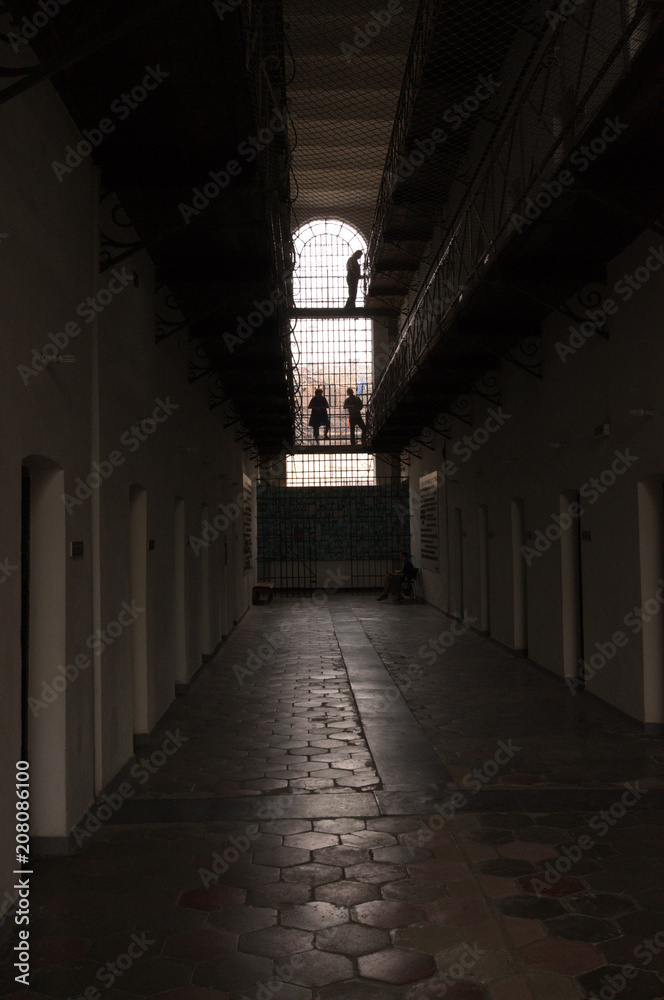 Prison hall at Sighet prison, now a museum in Romania, functioned as a prison for political dissidents.