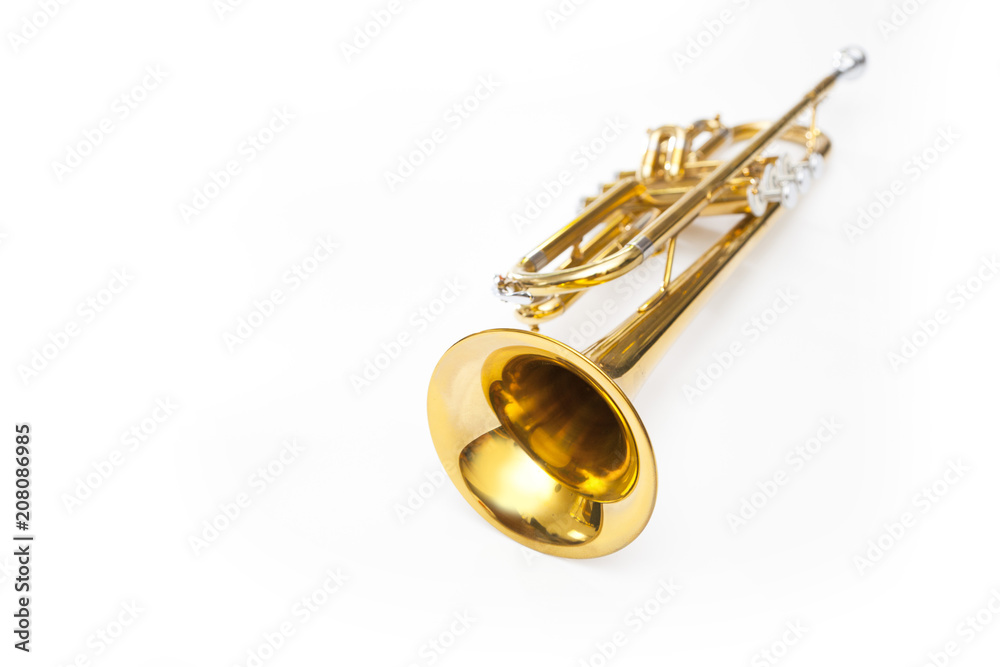 Obraz premium gold trumpet on white background