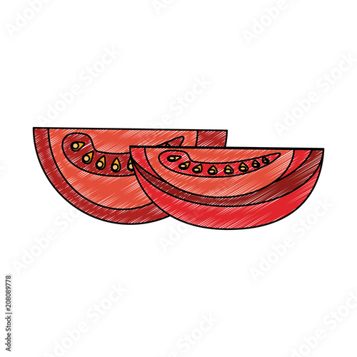 Tomatos slices fresh vegetable isolated vector illustration graphic design