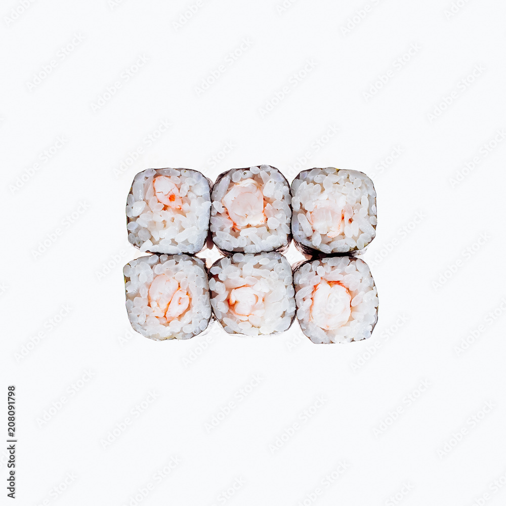 Sushi rolls on a white background. Isolated. Sushi rolls on a white background. Isolated.