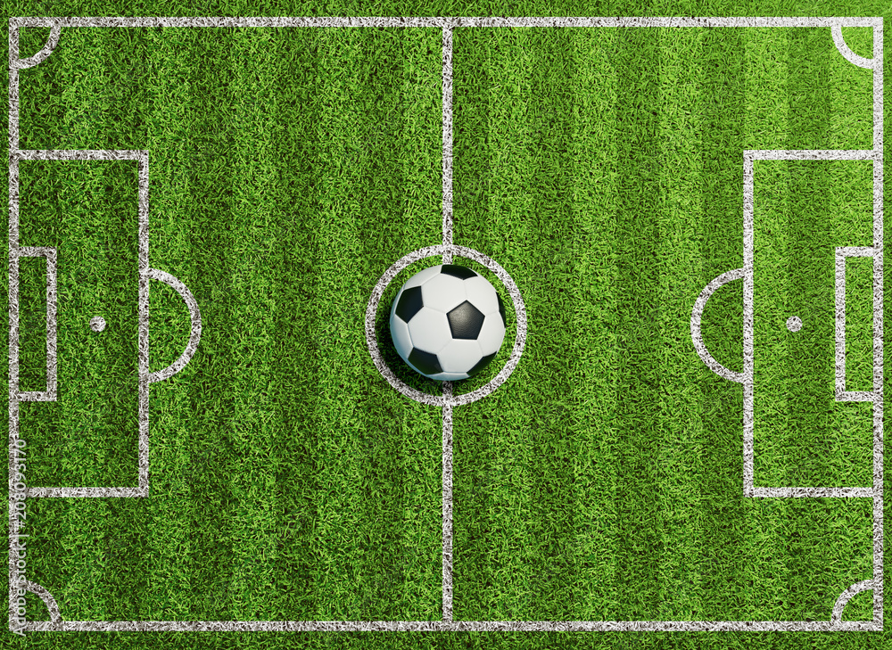 Fußball Spielfeld Hintergrund von oben mit Gras StockIllustration