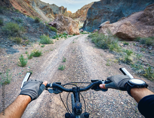 Photos Mountain bike hands on handlebars