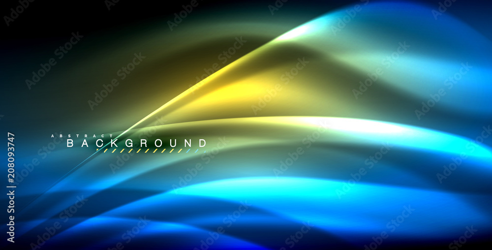 Neon glowing wave, magic energy and light motion background Neon glowing wave, magic energy and light motion background