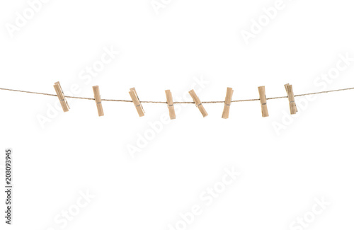 Clothes line pegs isolated white background © LiliGraphie
