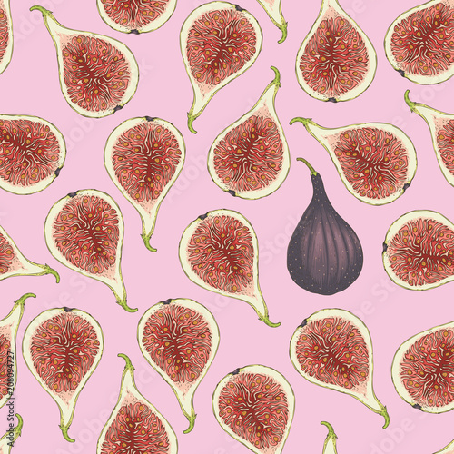 Seamless Vector Pattern with Ripe Fig