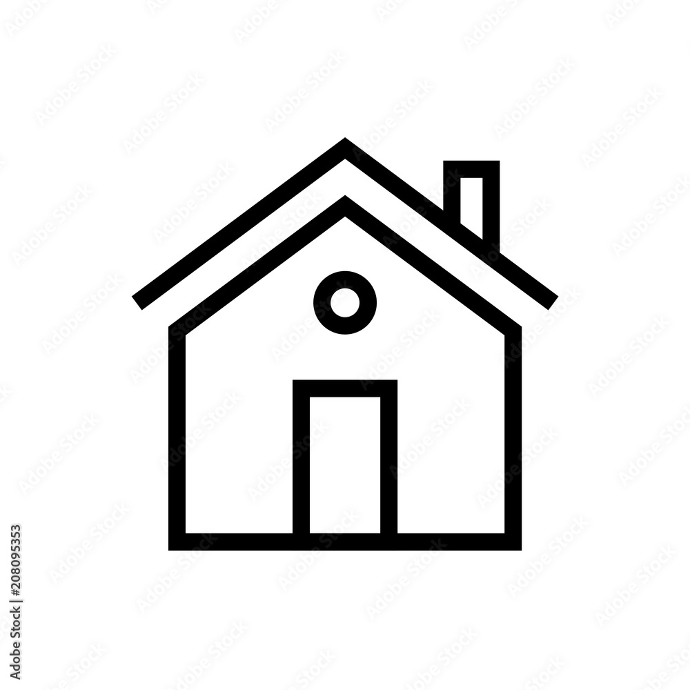 Building icon lined simple flat style illustration