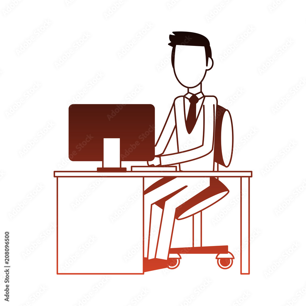 Businessman seated in desk vector illustration graphic design Businessman seated in desk vector illustration graphic design