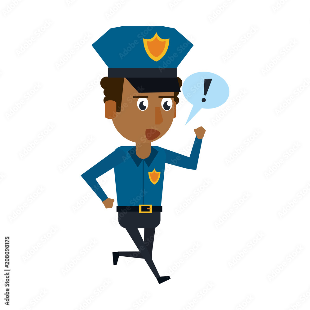 Police officer drawing attention cartoon vector illustration graphic design