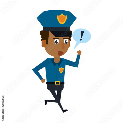 Police officer drawing attention cartoon vector illustration graphic design