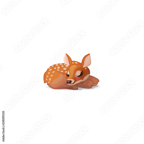vector spotty fawn, baby red deer, young little bambi 01