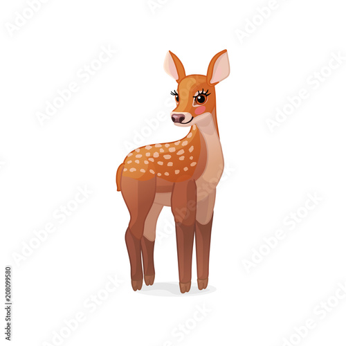 vector spotty fawn, baby red deer, young little bambi 07