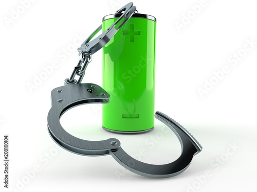 Green battery with handcuffs