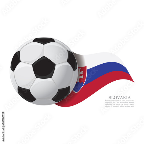 Slovakia waving flag with a soccer ball. Football team support concept