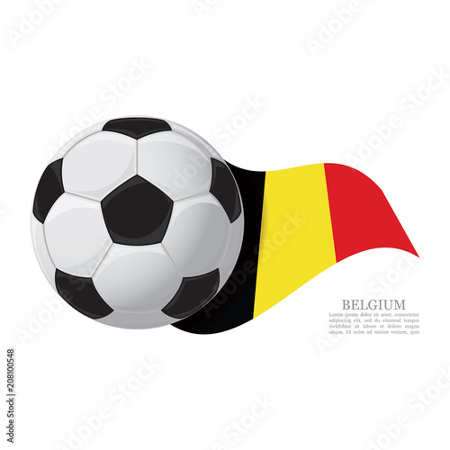 Belgium waving flag with a soccer ball. Football team support concept