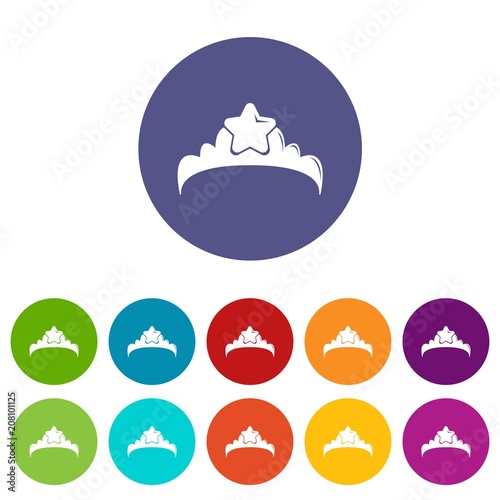 Small princess crown icons color set vector for any web design on white background