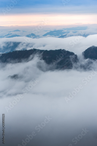 Landmarks of Yellow Mountain or Huangshan mountain Cloud Sea Scenery , East China, Anhui Province.