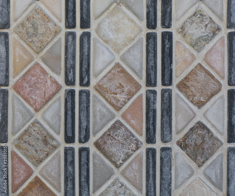 ceramic tile, vintage mosaic pattern, abstract geometry