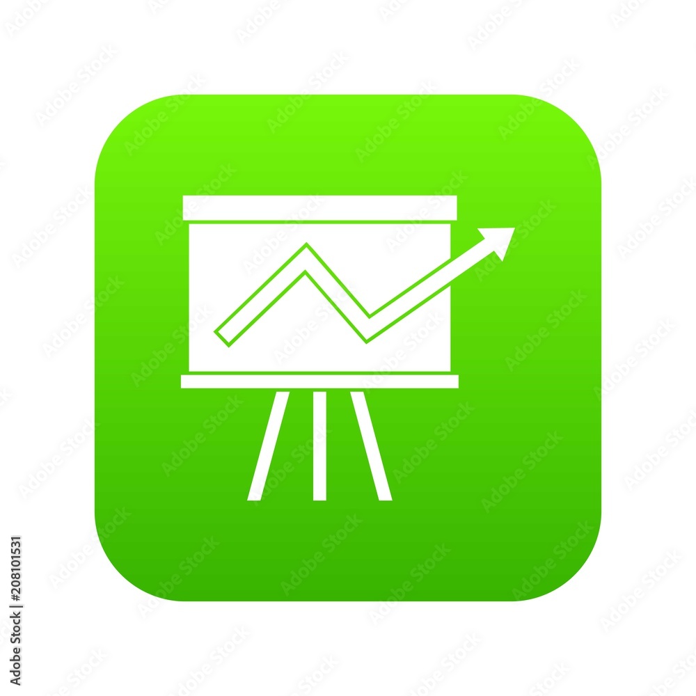 Flip chart with statistics icon digital green for any design isolated on white vector illustration Flip chart with statistics icon digital green for any design isolated on white vector illustration
