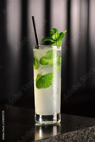 Mojito glass on dark background