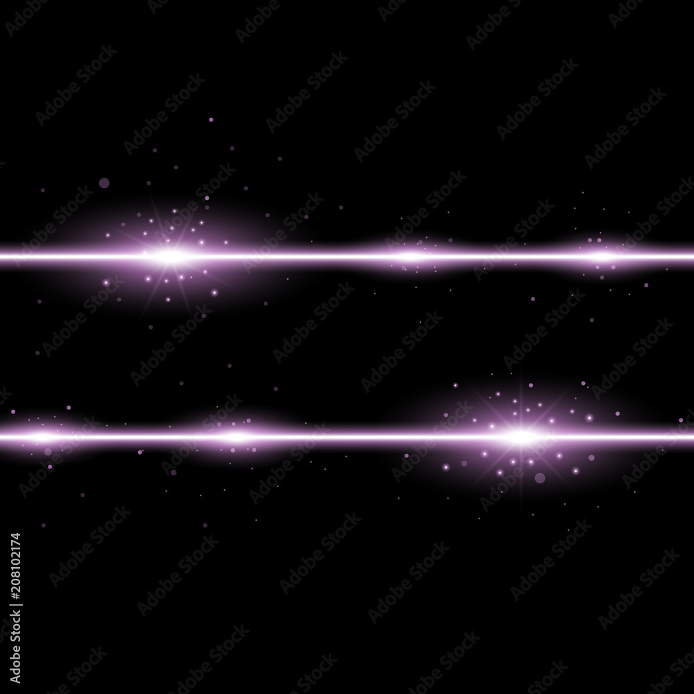 Obraz premium Two lines with lights and sparks, purple color