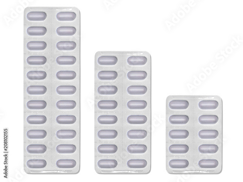 panels of drug capsules isolated on white background