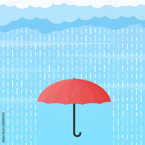 Umbrella under rain. Vector illustration