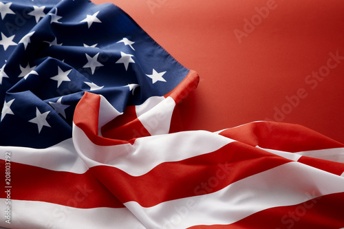фотографія American flag on red background