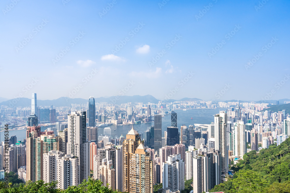 city skyline in hongkong china