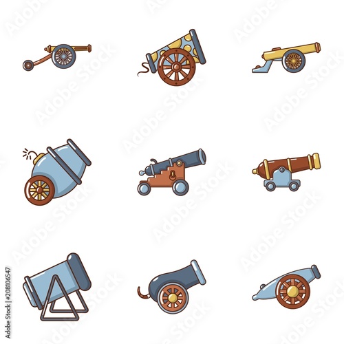 Armament icons set. Cartoon set of 9 armament vector icons for web isolated on white background
