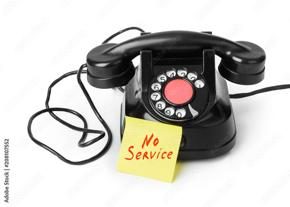 Vintage telephone and paper No Service