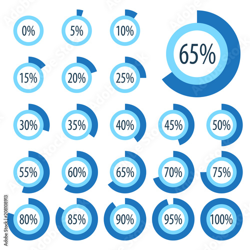 Set of pie charts for business infographics.Progress bar for web design.3d infographic elements.blue-white style