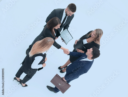 view from the top.business team handshake and business partners